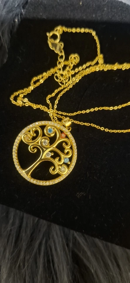 Top Schicker🌟 Lebensbaum 🌟 mit Kette 925 Silber Verg. Mit Multi Zirkon Neu - Bild 4 von 4