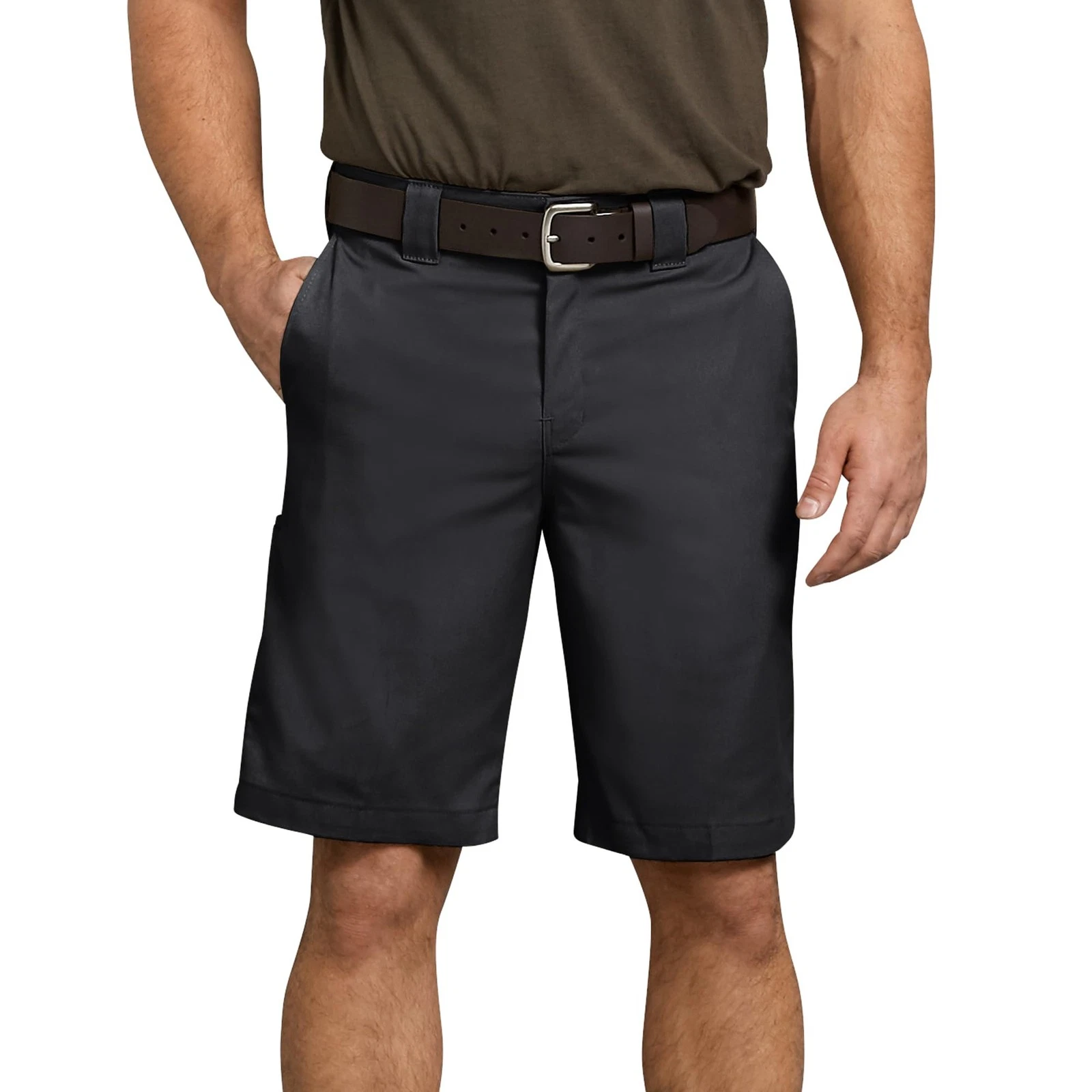 Dickies Men's 11 Inch Relaxed Fit Stretch Twill Work Short, Black, 34