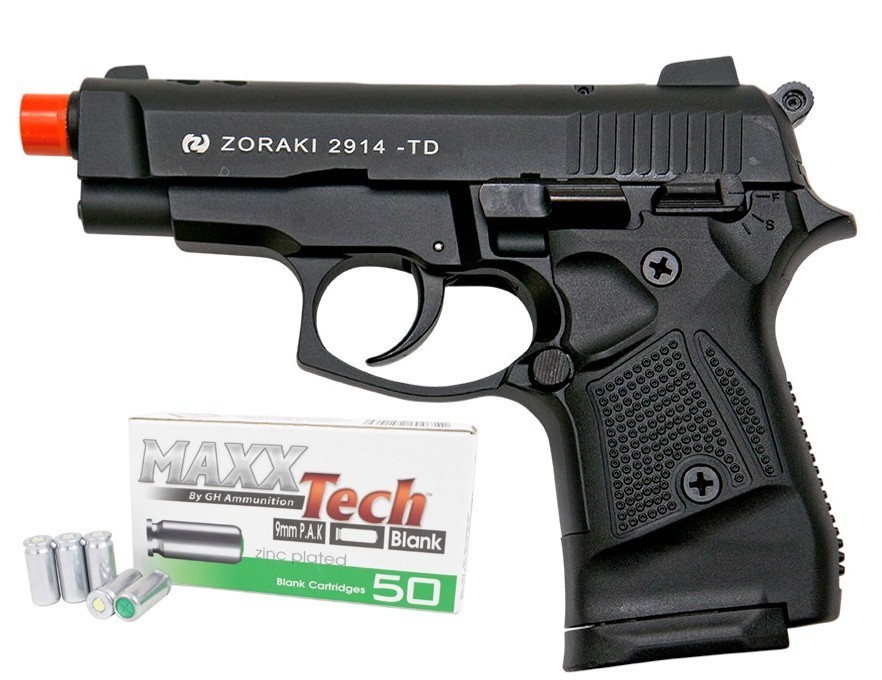 Movie replica compact zoraki m2914 black finish + bonus 50 blank rounds