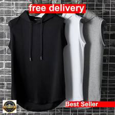 Men's Hooded Sleeveless Gym Tank Top for Bodybuilding and Fitness