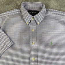 Ralph Lauren Vintage USA Button Down Shirt Mens Large Purple Oxford Check 90s