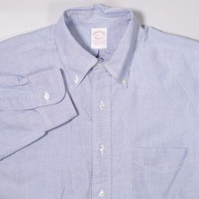 VTG Brooks Brothers Makers Oxford Blue Long Sleeve Shirt Made USA 16.5-3 XXL