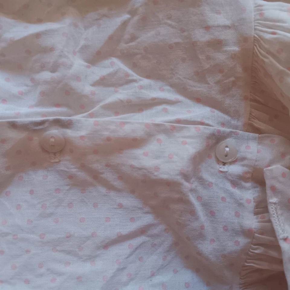 Винтажный 1T 18 м Baby девочек платье розовый горошек 1950-х без рукавов оборки кромки 1 из 1 - Изображение 4 из 4