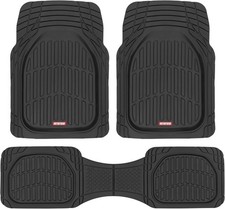 Motor Trend FlexTough Floor Mats for Cars, Black Deep Dish All-Weather Mats, Wat