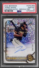 2022 1ST BOWMAN CHROME JAMES WOOD SPECKLE ROOKIE AUTO /299 RC PSA 10 GEM