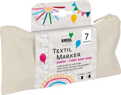 KREUL Textilmarker medium ''Junior'' Set ''Color your case'' 7 Marker