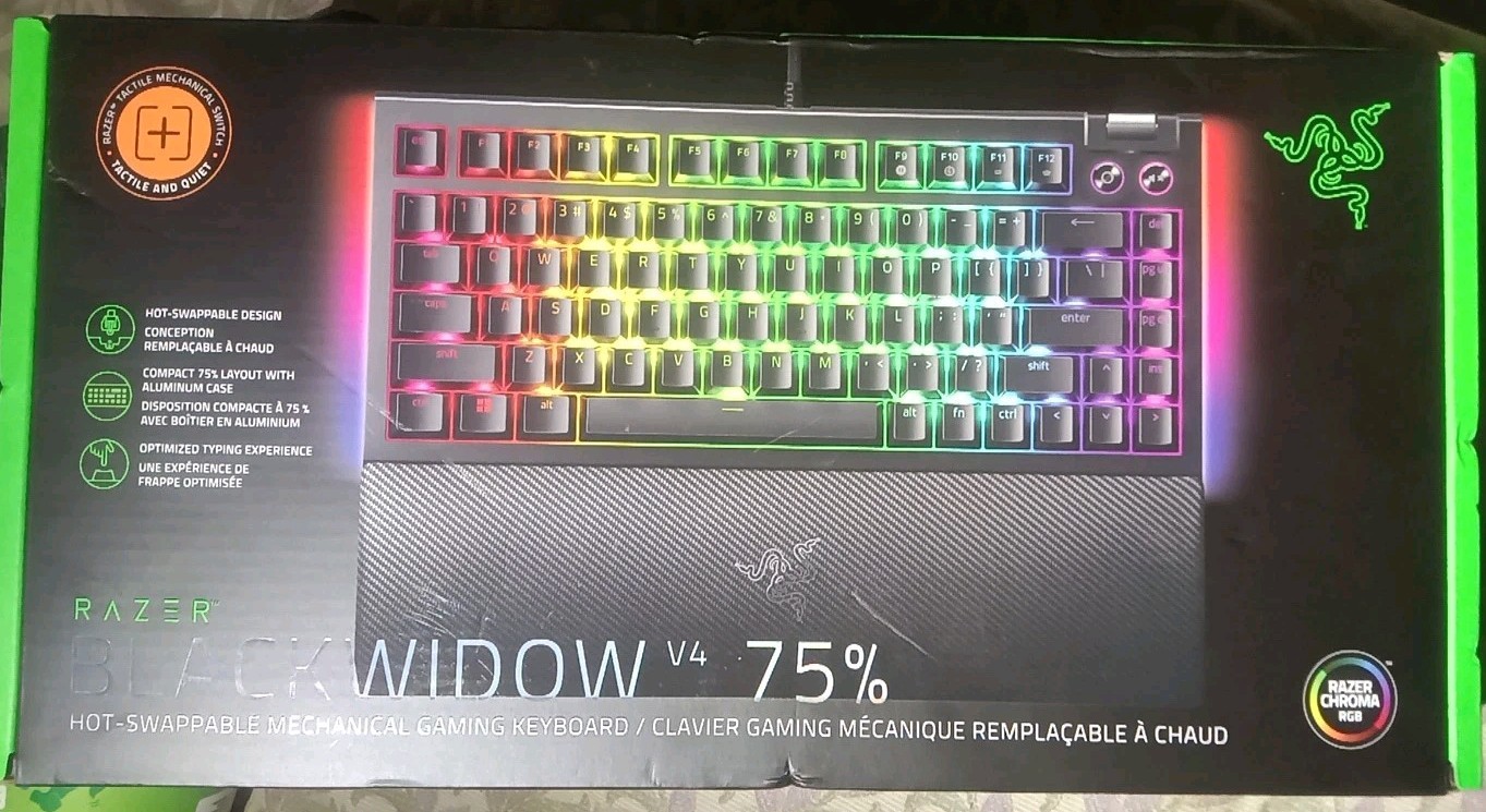 NEW RAZER BLACKWIDOW V4 75 75% HOT SWAPPABLE MECHANICAL ALUMINUM GAMING KEYBOARD