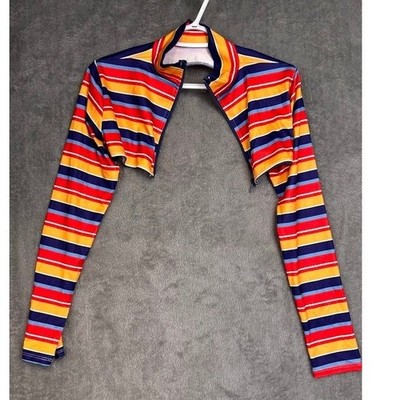 Forplay Striped Sexy Forplay ''Wanna Play?'' Bodysuit Chucky Doll Shrug Mock Neck
