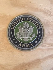 Army Enamel & Brass Magnetic Casket Medallion BATESVILLE 4.25 Diameter 