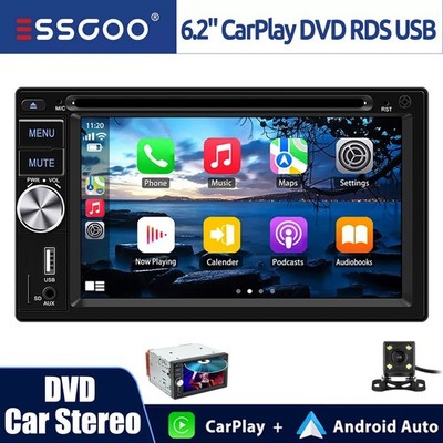Double DIN CarPlay/Android Auto CD DVD Player Car Stereo Radio Touch Screen +CAM