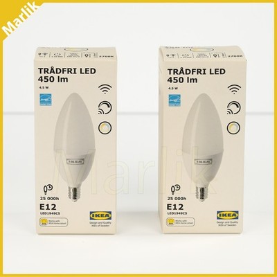Set of 2 IKEA TRADFRI LED 450 lm E12 wireless Dimmable white spectrum 905.187.34