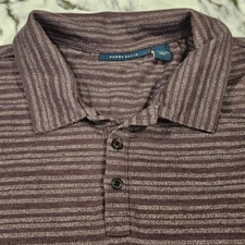 Perry Ellis Burgundy Striped Short Sleeved Polo Size X-Large