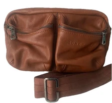 Longchamp Le Pliage Cuir Leather Belt Sling Bag Dual Brown France