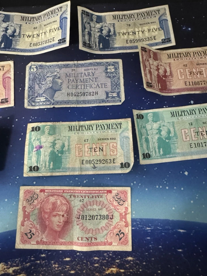 United States Military Payment Certificate ( MPC ) In Mixed Lot Of 9 Circulated. - Image 3 of 4