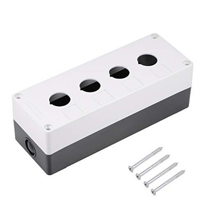 Push Button Switch Control Station Box 22mm 4 Button Aperture White and Black
