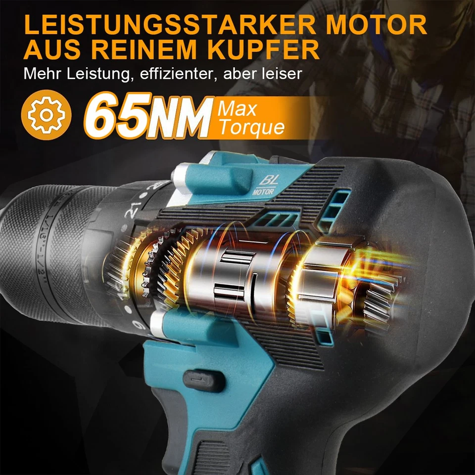 Für Makita Akku 18V Akkuschrauber Schlagbohrschrauber Bohrmaschine Bürstenloser - Bild 3 von 4