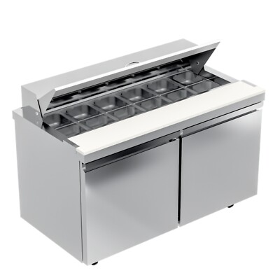 48'' Commercial Salad & Sandwich Prep Table Refrigerator Cooler 12Pan Restaurant