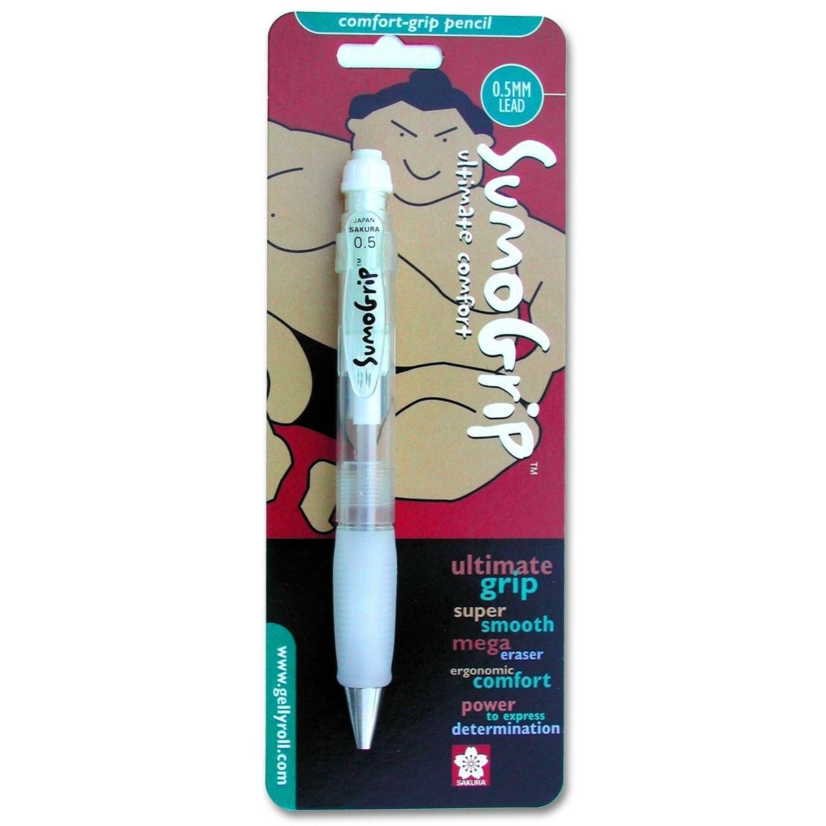 Sakura Sumo Grip Comfort Grip Mechanical Pencil, 0.5mm, Clear