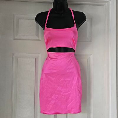 barbie pink bodycon dress Square Neck Mini Dress in Barbie Pink main image 0