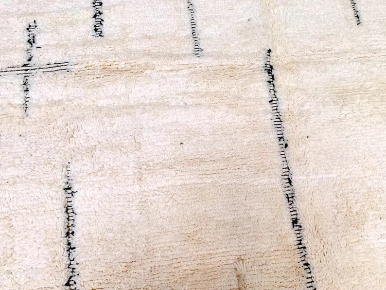Alfombra blanca personalizada alfombra marroquí anudada a mano alfombra Beni ourain alfombra bereber de lana Foto 4 de 4