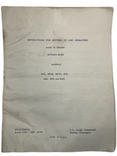 CASE Operator's Instruction Manual for ROTARY HOES, B and BE Series 1st Edition