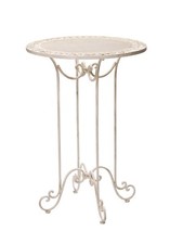 Table haute pour jardin - fer forgé - style antique - blanc - 101 cm