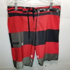 Hurley Phantom Boardshorts Red Black and Gray Mens sz 30 Good Condition
