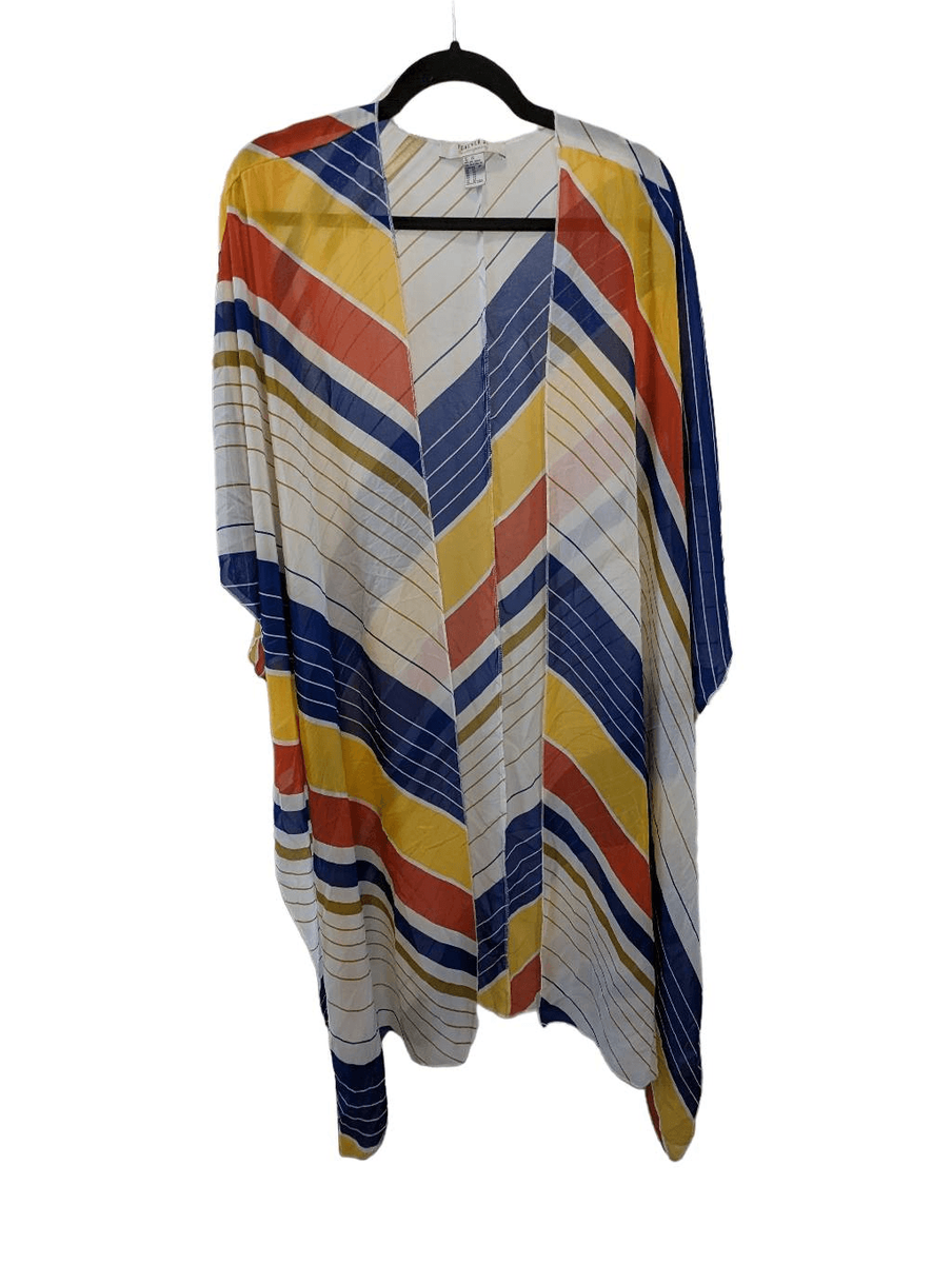 Forever 21 Contemporary Multi Color Striped Sheer Kimono Cape Shawl Women's  Size