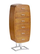 Small High Chest Of Drawers 'Marisol' With Chrome Frame Small Wood Vintage High