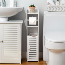 Toilet Paper Holder Cabinet Storage Stand for 4 Rolls Bathroom Cleaning Supply