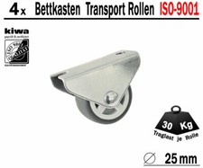 Kastenrolle Tischrolle Möbel Lauf Rollen 4 x Ø 25mm Gummi Grau BS-Rollen Germany