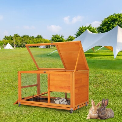 RABBIT☆ 36inches Wood Rabbit Hutch Small Bunny Cage W/ Removable