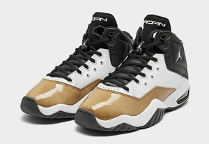 tenis jordan branco e dourado