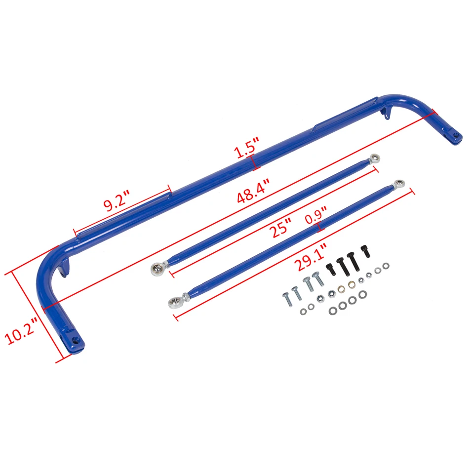 49" Blue Stainless Steel Racing Safety Seat Belt Harness Bar Across Tie Rod - Imagem 3 de 4