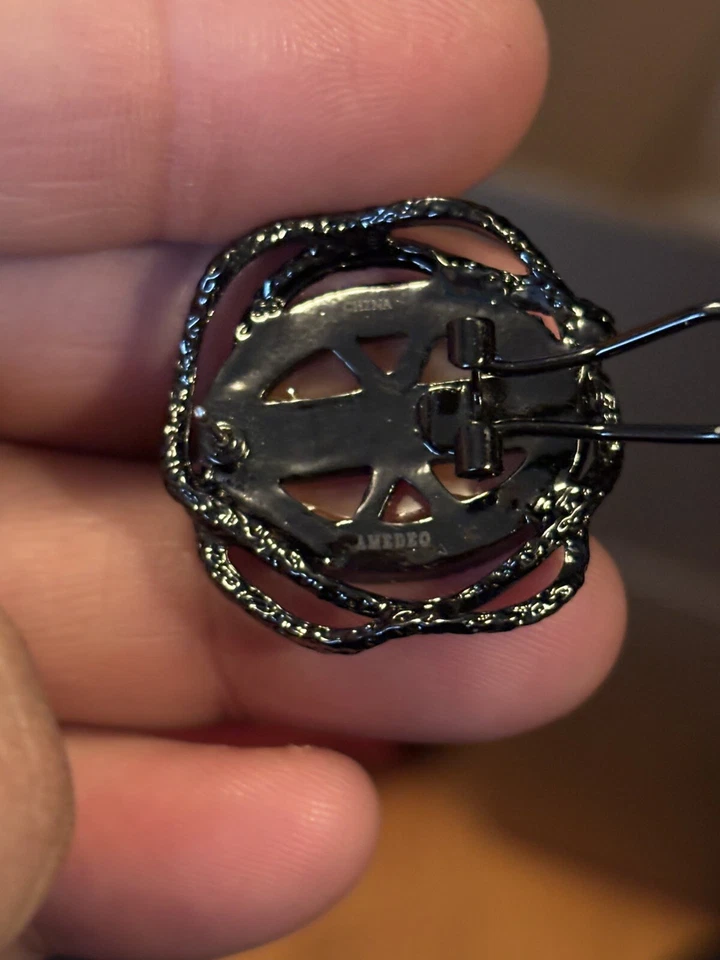 AMEDEO NYC CZ FRAMED CAMEO Black Tone Hand carved - Image 3 of 4