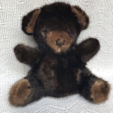 Real Fur Teddy Bear 9" Artisan Handmade Plush Vintage Children  s