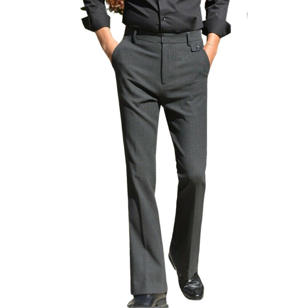 Men Dress Pants Smart Business Flared Bell Bottom Trousers Formal Party  Wedding