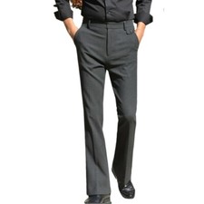 Men Formal Flared Bell Bottom Dress Pants Stretch Smart Casual Trousers Bootcut