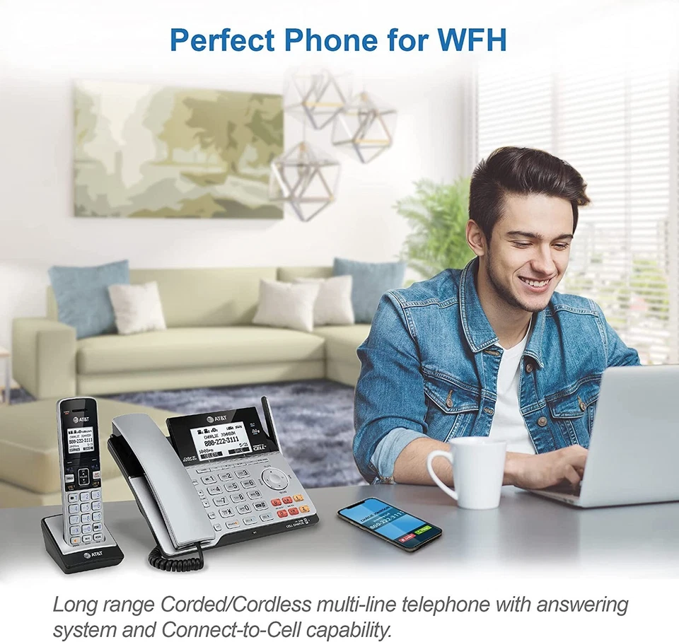 AT&T TL86103 4 Handset 2-line Connect to Cell Corded/Cordless Answering system - Image 3 of 4