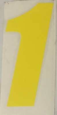 number plate decal # 1 yellow
