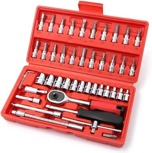 46PCS Metric Socket Set Ratchet Torx Wrench Kit 1/4" Drive Repair Tool with Case