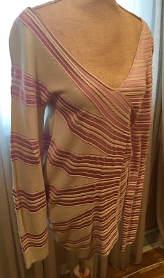 EMPORIO ARMANI beautiful v-neck SWEATER/TUNIC , GREAT COLOR COMBINATION, SIZE 46