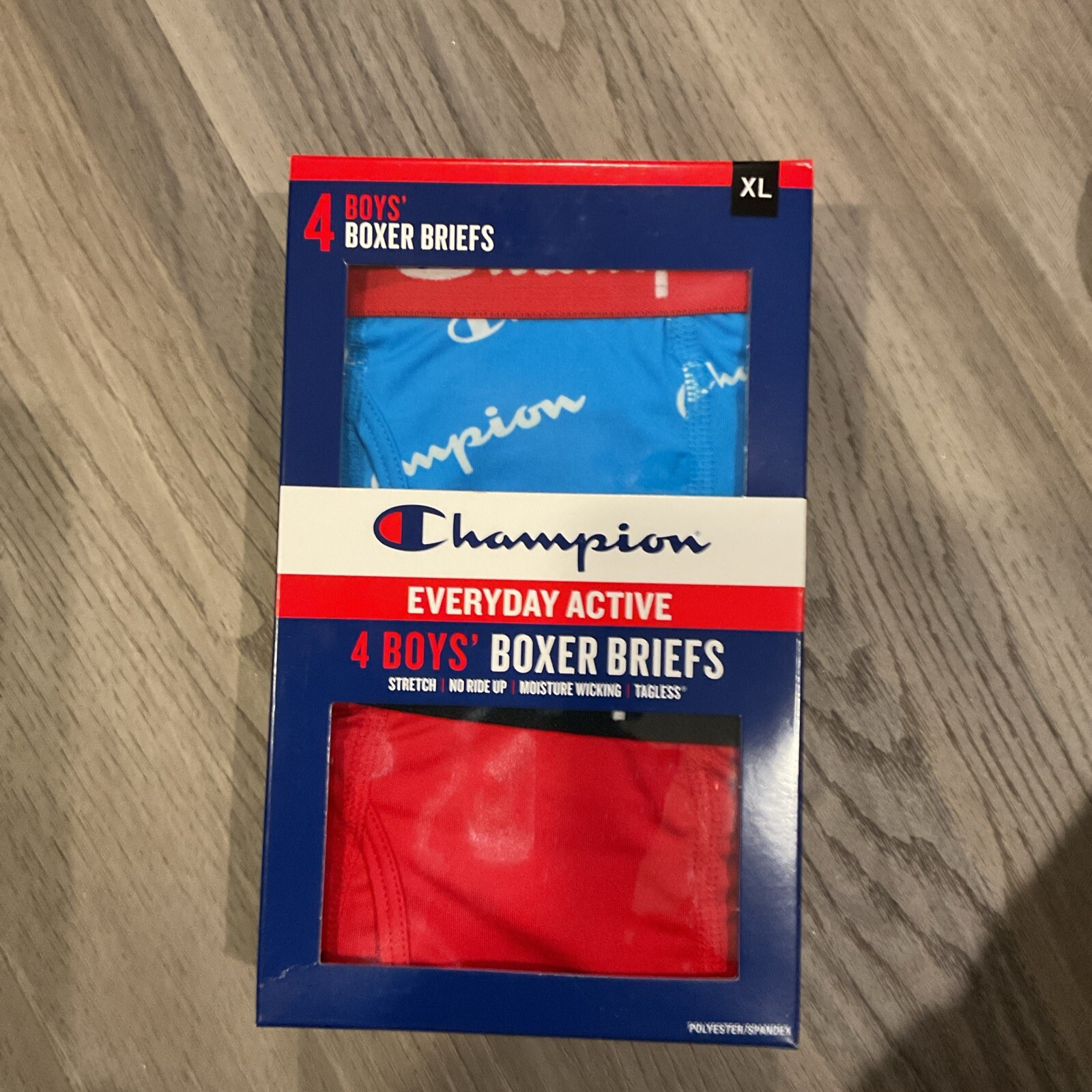 Champion boys Everyday Active Stretch Boxer Briefs, Assorted 4-Pack XL