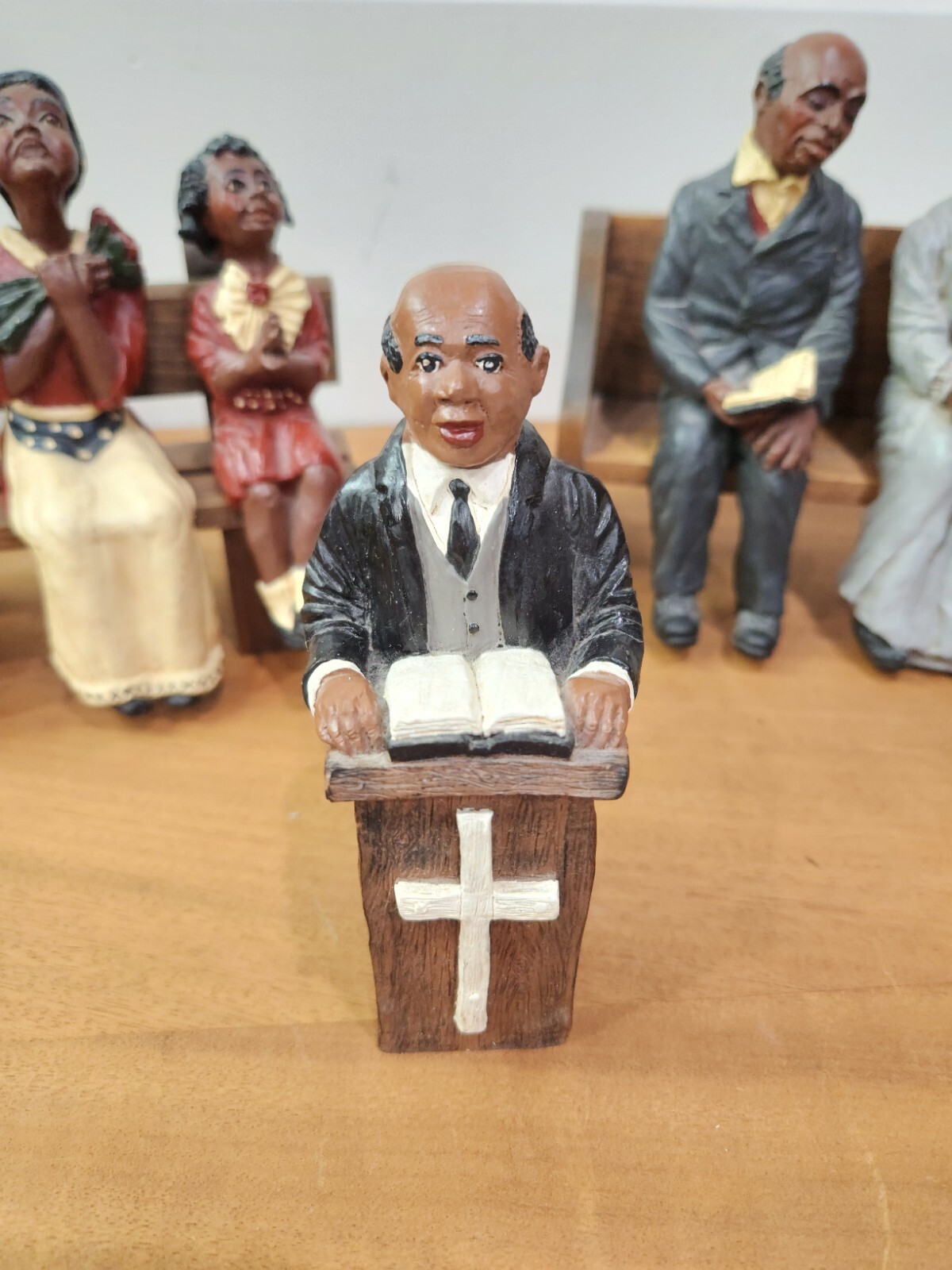 Lot Of 15 Resin Wood African American Black Figurines Church Family eBay