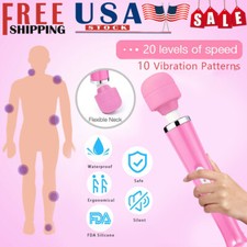 20 Speed Electric Handheld Vibrating Massager Wand Full Body Massage Stick Box