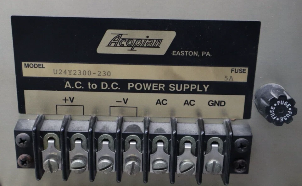 ACOPIAN U24Y2300-230 AC to DC Power Supply 5A Fuse Used With Warranty See Pics - Image 3 of 4