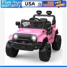  12V Kids Ride On Truck with Remote Control Headlight Music Spring Suspension