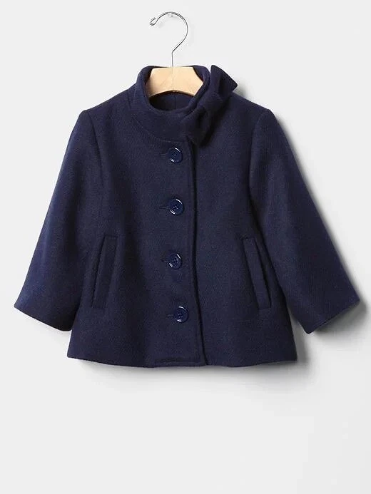 Cappotto Kate Spade Baby Gap bambina blu navy con bottoni fiocco giacca lana 4 anni
