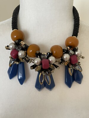 New and Authentic Max Mara Weekend  Embellished Statement Necklace, MSRP $165.00