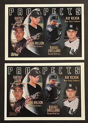 (2) 1996 TOPPS BARTOLO COLON ROOKIE RC #428 PROSPECTS RICKEN MILLION YANKEES 7